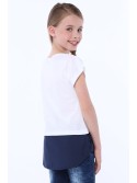 Tricou fete din materiale combinate, alb NDZ8212 - Magazin online - Boutique